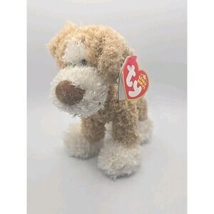 2005 Ty Beanie Baby "Doggie" Retired Mutt Tan White Fuzzy dog BB17